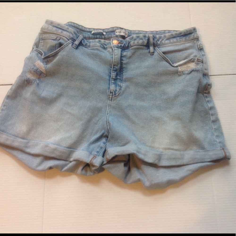 Ava Viv Denim Jean Shorts High Rise Cuff Plus